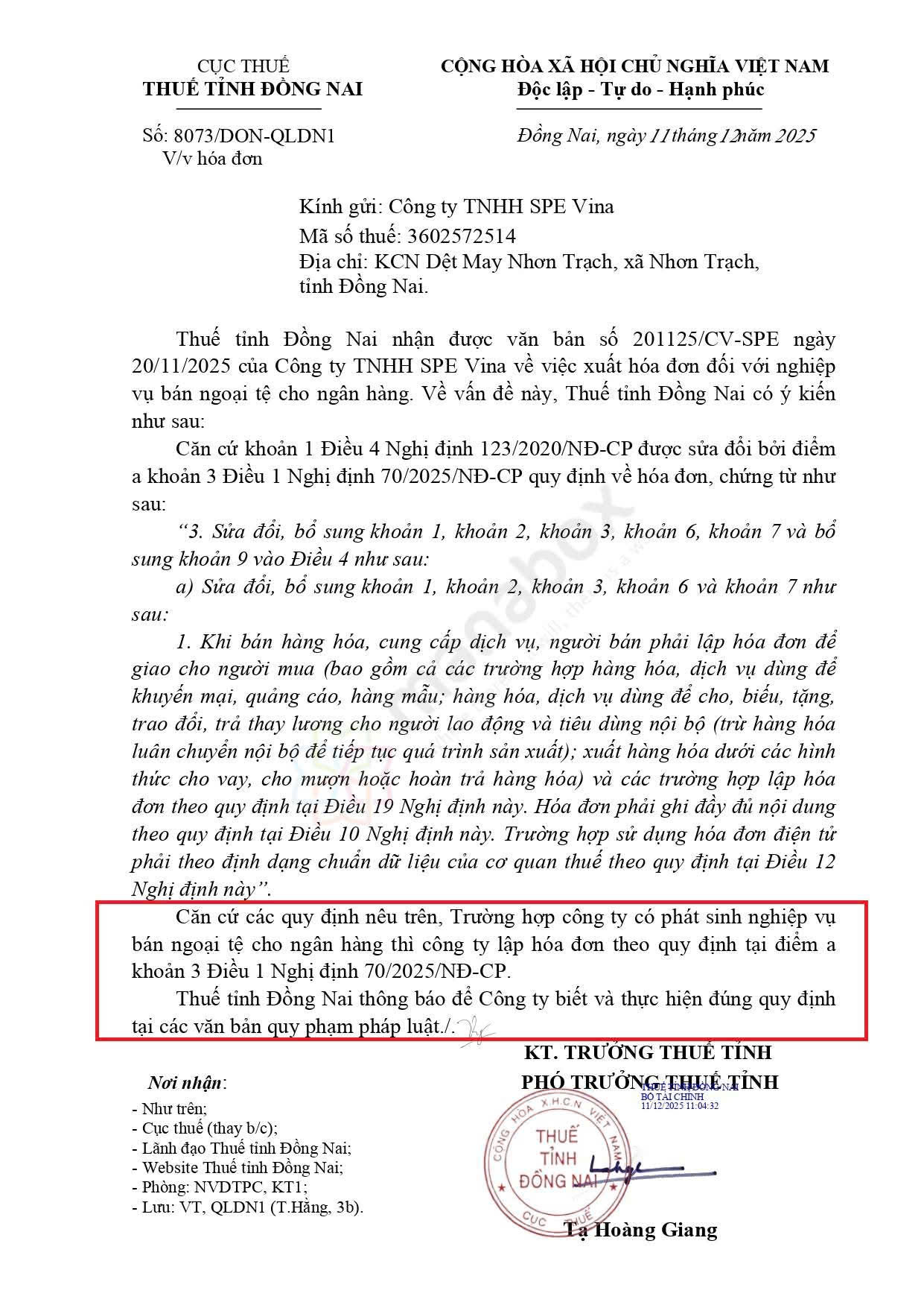 2025.Thuế Đồng Nai- Bán ngoại tệ phải xuất hoá đơn.jpg